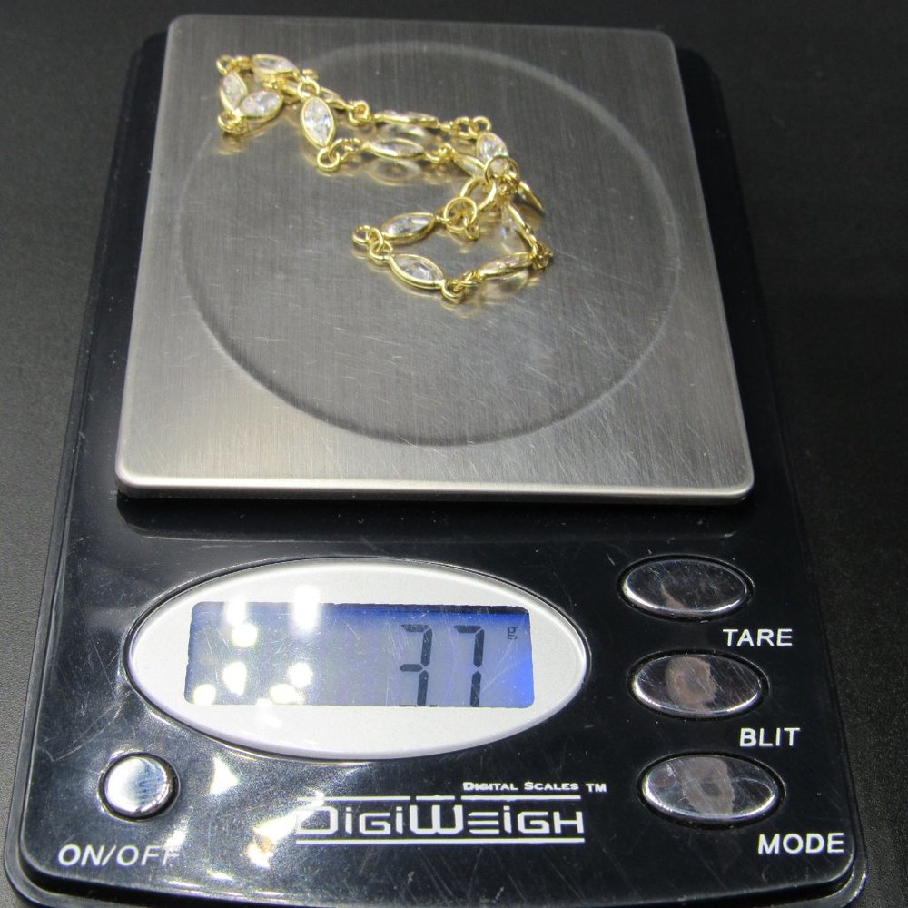 8" Sterling Gold Plated Marquise CZ Bracelet - Picture 5 of 5